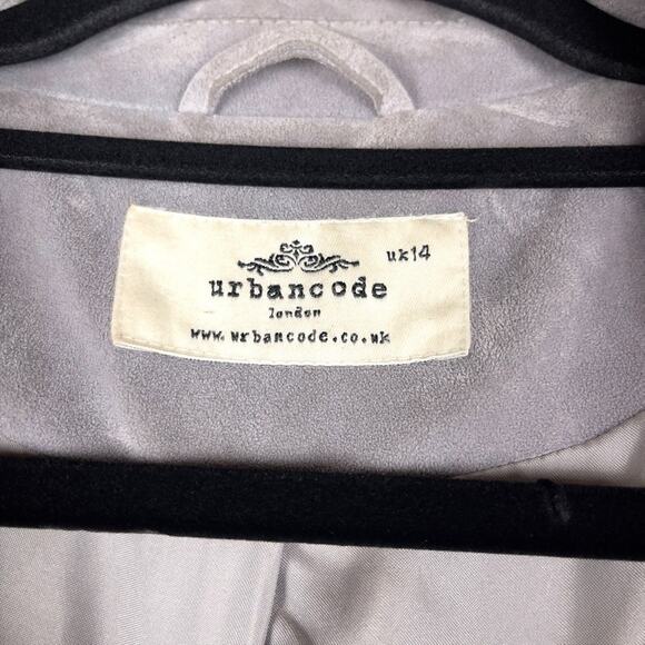 ASOS Urbancode London Suede Moto Biker Jacket in Gray Size UK 14 US 10 - Picture 8 of 16